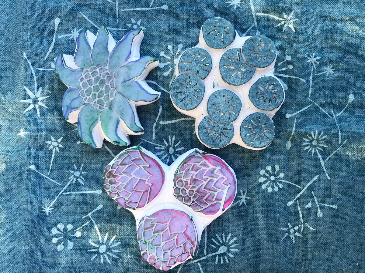 Micaela Christie, Floral Blocks on Indigo,2018, Micaela Christie