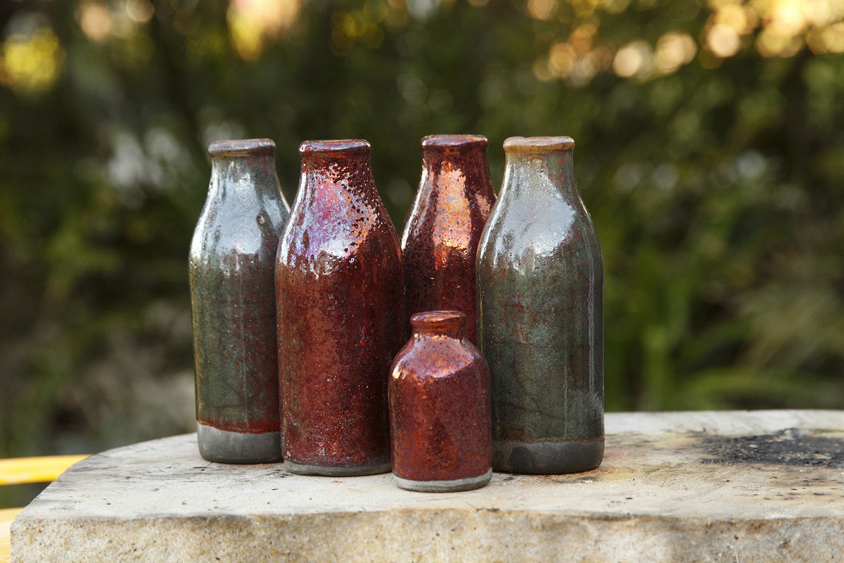 Raku bottles by Kym Thomson (image by Kym Thomson)